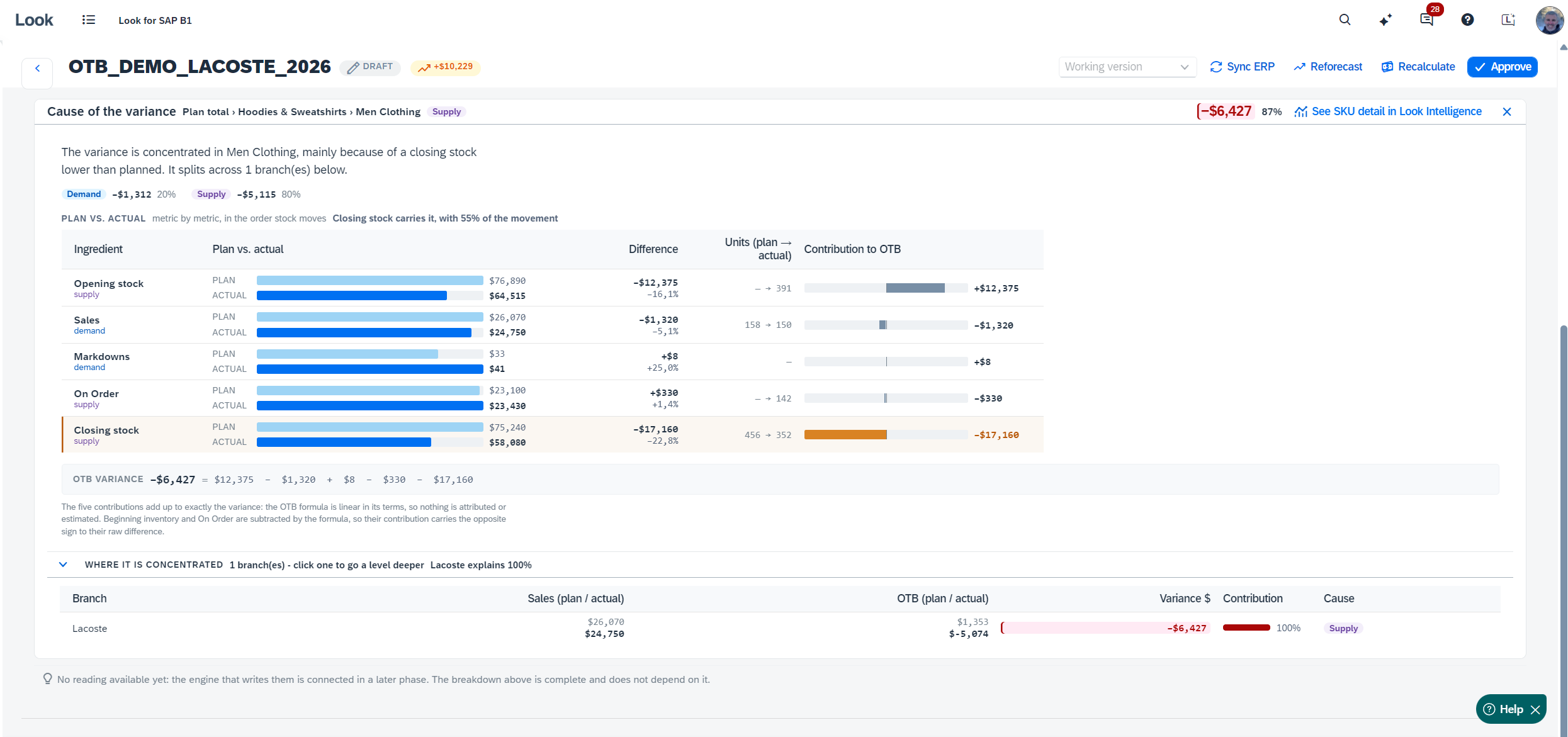 Look Cloud Variance Summary
